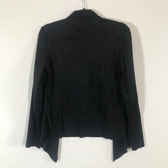 Catherine Malandrino Black Faux Suede Open Cascade Waterfall Jacket Petite Small - Picture 5 of 13